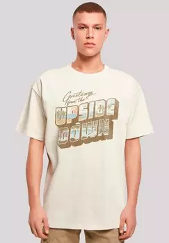 Футболка с принтом STRANGER THINGS GREETINGS FROM UPSIDE DOWN NETFLIX TV SERIES F4NT4STIC, песочный