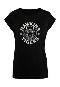 Футболка с принтом STRANGER THINGS HAWKINS TIGER ABSOLUTE CULT, черный