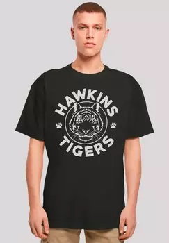 Футболка с принтом STRANGER THINGS HAWKINS TIGER NETFLIX TV SERIES F4NT4STIC, черный