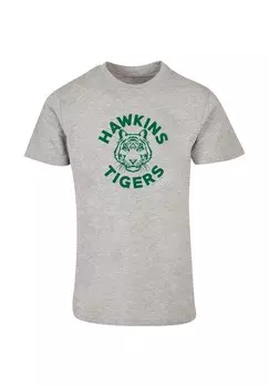 Футболка с принтом STRANGER THINGS HAWKINS TIGERS ABSOLUTE CULT, светло-серый