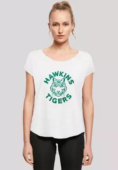 Футболка с принтом STRANGER THINGS HAWKINS TIGERS NETFLIX TV SERIES F4NT4STIC, белый