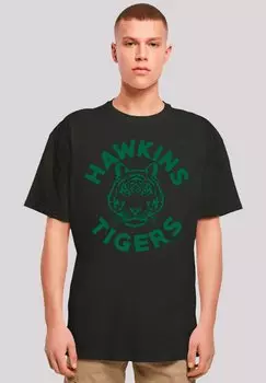 Футболка с принтом STRANGER THINGS HAWKINS TIGERS NETFLIX TV SERIES F4NT4STIC, черный