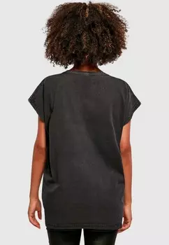 Футболка с принтом STRANGER THINGS HELL GUITAR ACID WASHED ABSOLUTE CULT, черный