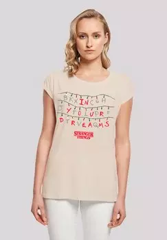 Футболка с принтом STRANGER THINGS IN YOUR DREAMS NETFLIX TV SERIES F4NT4STIC, песочный