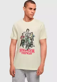 Футболка с принтом STRANGER THINGS RETRO BIKERS ABSOLUTE CULT, песочный