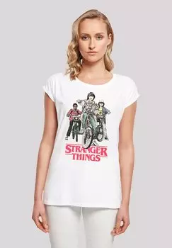Футболка с принтом STRANGER THINGS RETRO BIKERS NETFLIX TV SERIES F4NT4STIC, белый