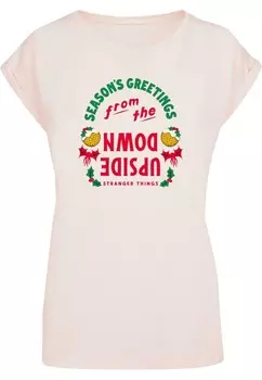 Футболка с принтом STRANGER THINGS UPSIDE DOWN SEASONS GREETINGS ABSOLUTE CULT, розовый