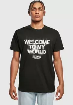 Футболка с принтом STRANGER THINGS WELCOME TO MY WORLD ABSOLUTE CULT, черный