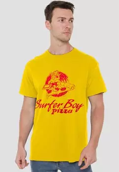 Футболка с принтом STRANGERS THINGS SURFER BOY PIZZA NETFLIX, желтый