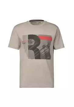 Футболка с принтом Street One MEN, бежевый