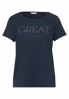 Футболка с принтом Street One, темно-синий