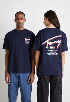 Футболка с принтом Street Tee Unisex Tommy Jeans, цвет dark night navy