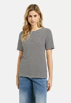 Футболка с принтом STREIFEN MIT U-AUSSCHNITT MILANO ITALY, черный