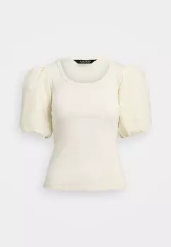 Футболка с принтом STRETCH COTTON BALLOON SLEEVE TEE Lauren Ralph Lauren, кремовый
