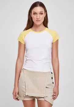 Футболка с принтом STRETCH SHORT RETRO BASEBALL TEE Urban Classics, цвет white vintagesun