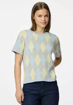 Футболка с принтом STRICK PCFARLEY HARLEKIN Pieces, светло-серый