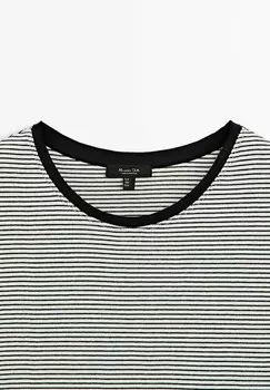 Футболка с принтом STRIPE Massimo Dutti, черный