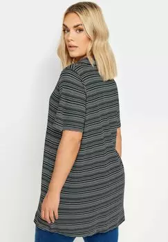 Футболка с принтом STRIPE SWING Yours Clothing, антрацит