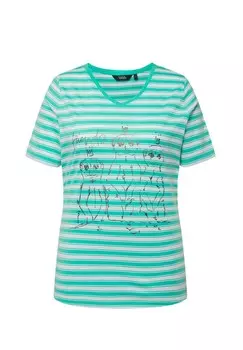 Футболка с принтом STRIPED ANIMAL GRAPHIC Ulla Popken, бирюзовый