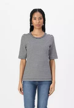 Футболка с принтом STRIPED CREW NECK TOM TAILOR, слоновая кость