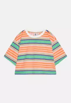 Футболка с принтом STRIPED CROP TEE JUNIOR adidas Originals, фуксия