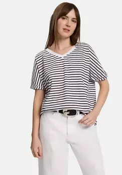 Футболка с принтом STRIPED Cross Jeans, белый