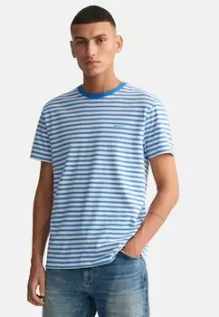 Футболка с принтом STRIPED GANT, дневной синий