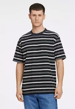 Футболка с принтом STRIPED O-NECK TEE Lindbergh, темно-синий