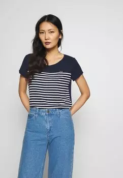 Футболка с принтом Striped Shirt With Little Heart Tom Tailor, цвет navy/off white