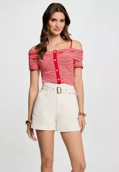 Футболка с принтом STRIPED SHORT-SLEEVED Morgan, красный