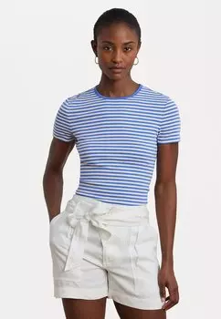 Футболка с принтом STRIPED STRETCH COTTON CREWNECK TEE Lauren Ralph Lauren, светло-голубой