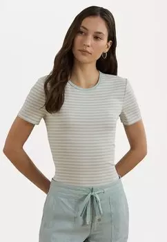 Футболка с принтом STRIPED STRETCH COTTON CREWNECK TEE Lauren Ralph Lauren, светло-зеленый