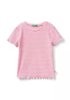 Футболка с принтом Striped Stretch United Colors of Benetton, розовый