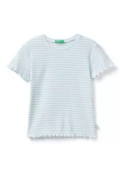Футболка с принтом Striped Stretch United Colors of Benetton, цвет light blue