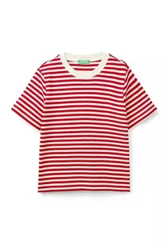 Футболка с принтом STRIPED United Colors of Benetton, белый