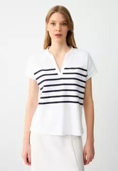 Футболка с принтом STRIPED V-NECK Jimmy Key, белый