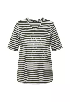 Футболка с принтом STRIPED WILDLIFE GRAPHIC Ulla Popken, зеленый