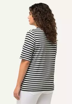 Футболка с принтом STRIPED WILDLIFE GRAPHIC Ulla Popken, черный