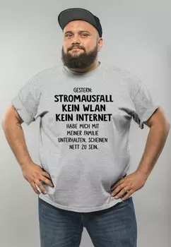 Футболка с принтом STROMAUSFALL KEIN WLAN KEIN INTERNET SPR Moonworks, цвет grau-meliert