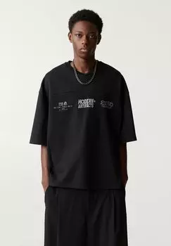 Футболка с принтом STWD INTERLOCK HOCKEY PULL&BEAR, черный