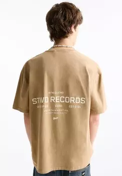 Футболка с принтом STWD WASHED PULL&BEAR, песочный