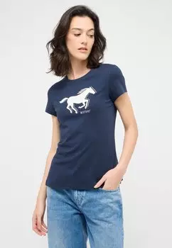 Футболка с принтом STYLE LOA Mustang, темно-синий