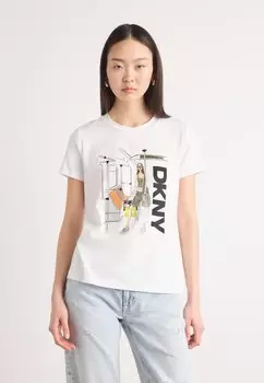 Футболка с принтом SUBWAY CONVERSATIONAL DKNY, белый