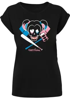 Футболка с принтом SUICIDE SQUAD HARLEY QUINN SKULL EMBLEM F4NT4STIC, черный