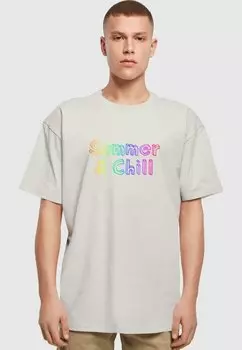 Футболка с принтом SUMMER AND CHILL RAINBOW HEAVY OVERSIZED Merchcode, цвет lightasphalt