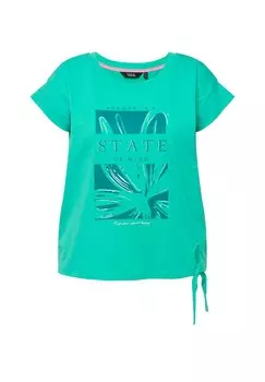 Футболка с принтом SUMMER CAP SLEEVE GRAPHIC Ulla Popken, бирюзовый
