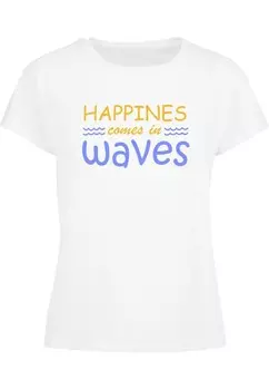 Футболка с принтом SUMMER HAPPINES COMES IN WAVES BOX Merchcode, белый