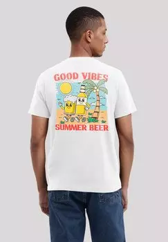 Футболка с принтом SUMMER TIME VINTAGE BEER CARTOON F4NT4STIC, белый