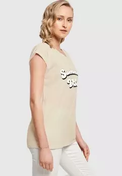 Футболка с принтом SUMMER VIBES EXTENDED SHOULDER Merchcode, бежевый