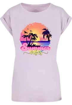 Футболка с принтом SUMMER VIBES SUNSET EXTENDED SHOULDER Merchcode, сиреневый